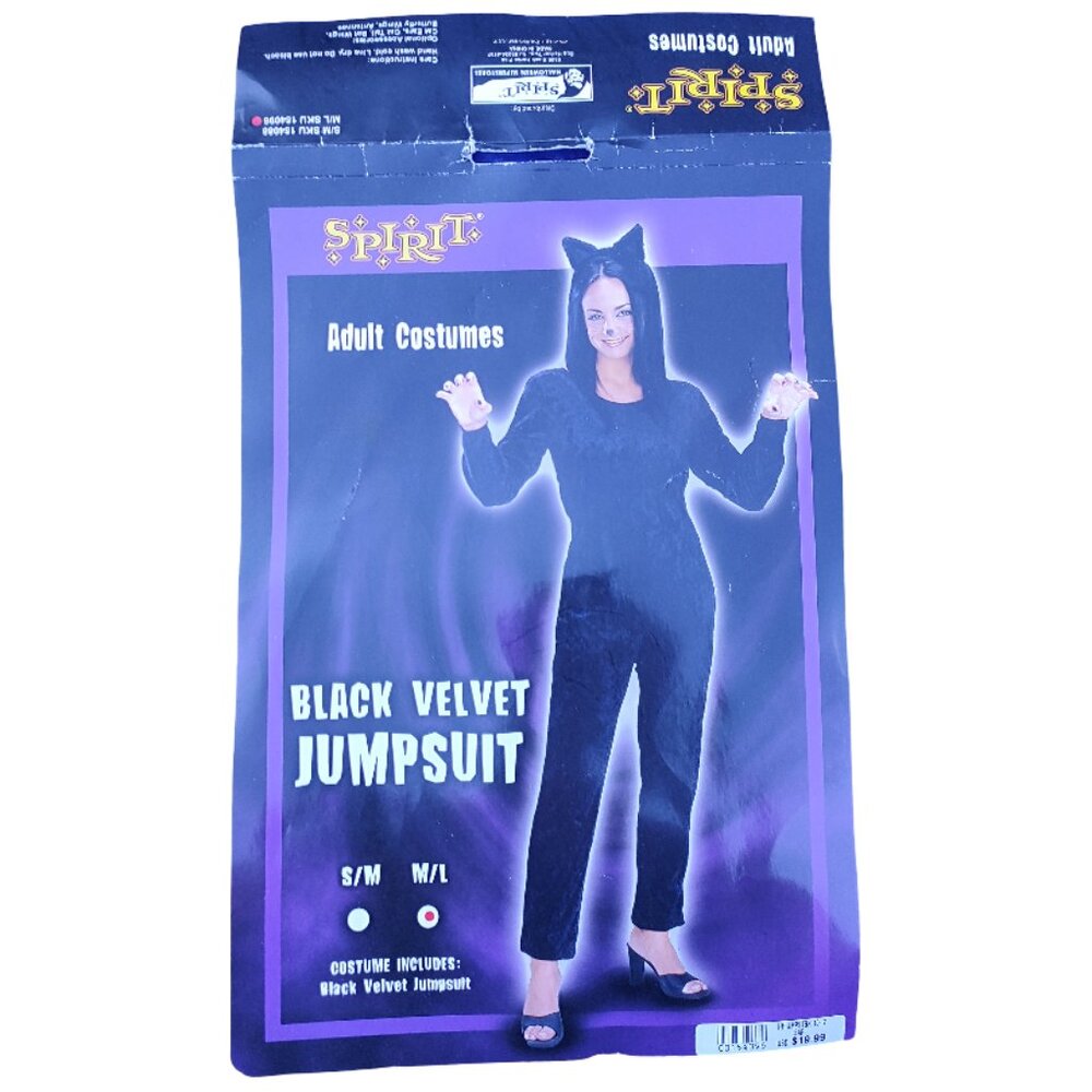 Spirit Halloween/Spencers Black Velvet Jumpsuit Medium/Large Excellent Condition